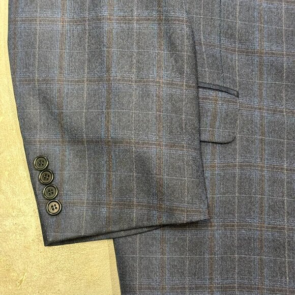 Coppley Blazer Ermenegildo Zegna Wool Sport Coat Check Blue 52 Extra Long - Picture 4 of 9